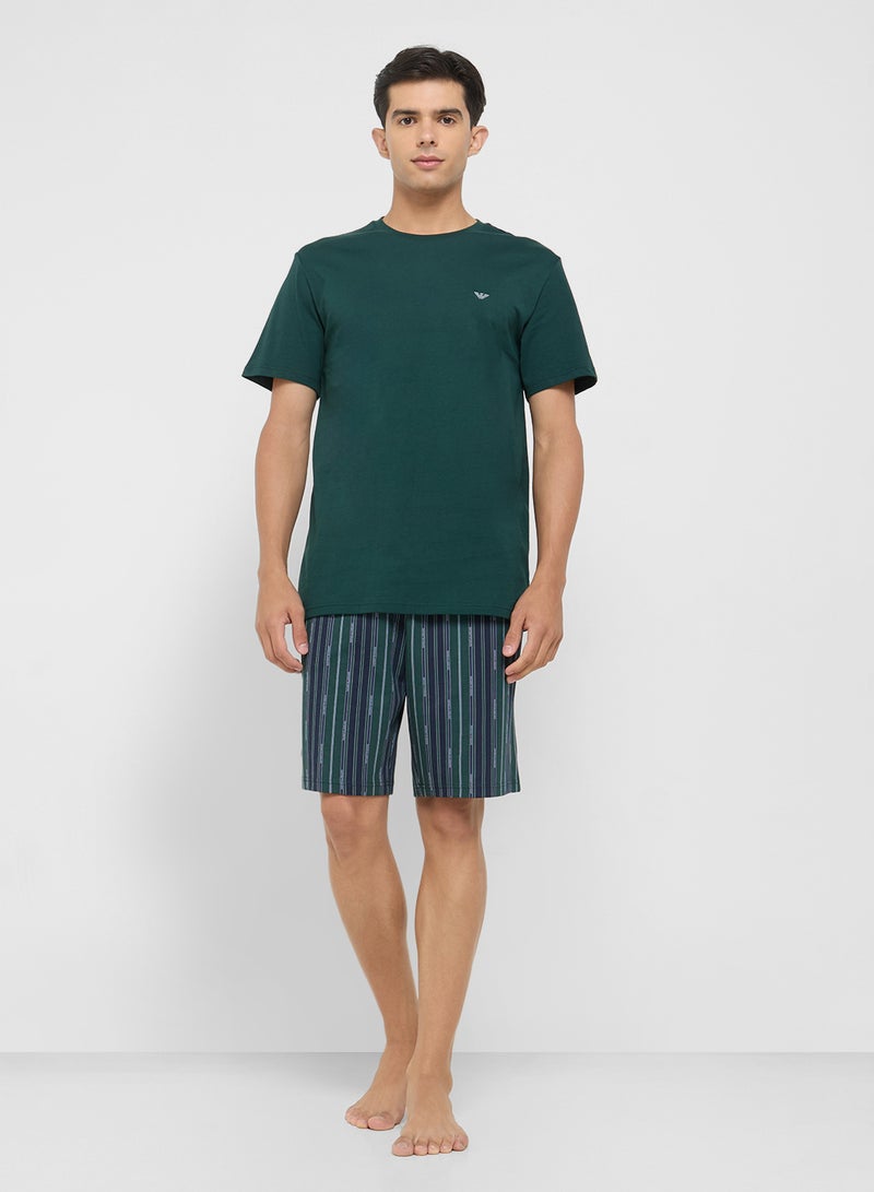 EMPORIO ARMANI Logo T-Shirt And Shorts Set - Image 1