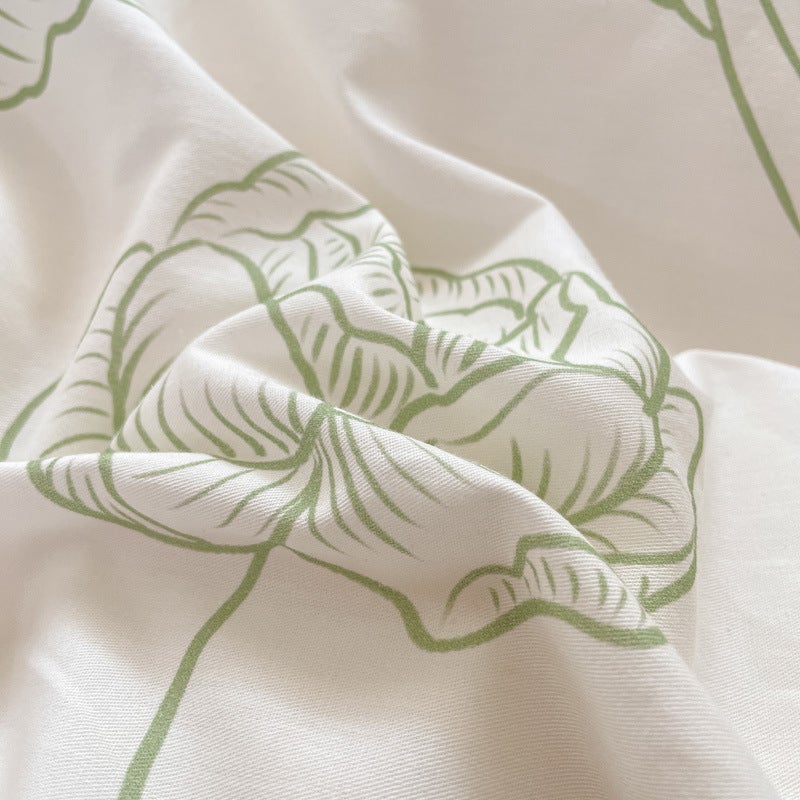 Spring And Cotton Small Fresh Printing Four-Piece Cotton Bed Sheet Quilt Cover Three-Piece Home Bedding Kit - Image 4