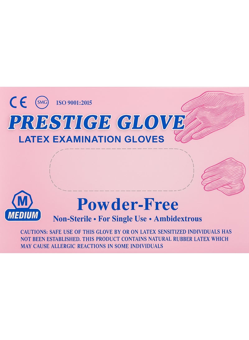 جوانتي لاتكس فحص طبي بدون بودرة – Prestige Glove – مقاس Medium – للاستخدام الطبي والمهني – جودة عالية - Image 2