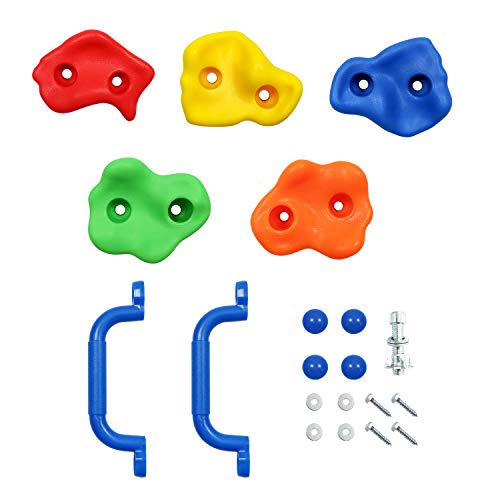 Rainbow Craft DIY Monkey Rock Climbing Holds for Kids - Wall Climbing Rocks of 20pc Rock Wall Holds, 2pc Handles & 1pc 8ft Knotted Climbing Rope - Kids Rock Climbing Holds Rock Wall Climbing Kit - Image 4