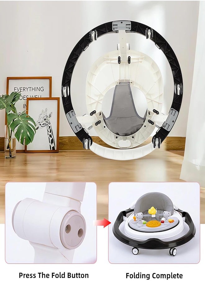 0TO1 TECH 5 In 1 Foldable Baby Walker With Wheels, Musical Food Tray Shade For Boys/Girls, 6 - 12 Months  - Image 5