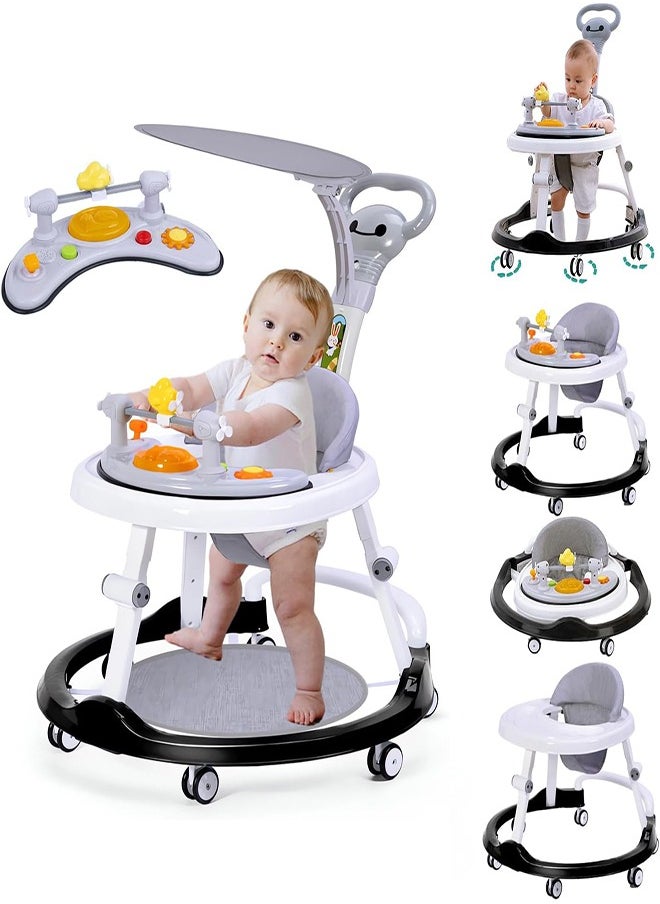 0TO1 TECH 5 In 1 Foldable Baby Walker With Wheels, Musical Food Tray Shade For Boys/Girls, 6 - 12 Months  - Image 1