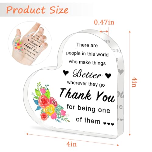 ilifemate Thank You Gifts Acrylic Heart Keepsake – Inspirational Appreciation Gift for Women, Men, Employees, Nurses, Teachers, Boss, Manager, Coworkers – 4x4x0.4” Desk Decor for Farewell, Retirement, Admin Day - Image 5