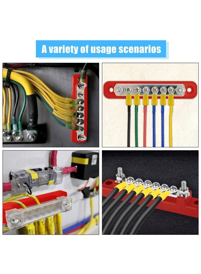 2PCS Bus Bar 48V DC 300V AC Power distribution block M6 Terminal Studs M4 Terminal Screws 12 Volt Battery Busbar with Cover Power Distribution Block for Marine, Automotive, Solar Wiring - Image 4