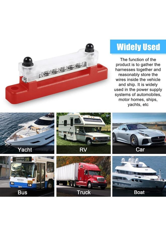2PCS Bus Bar 48V DC 300V AC Power distribution block M6 Terminal Studs M4 Terminal Screws 12 Volt Battery Busbar with Cover Power Distribution Block for Marine, Automotive, Solar Wiring - Image 5