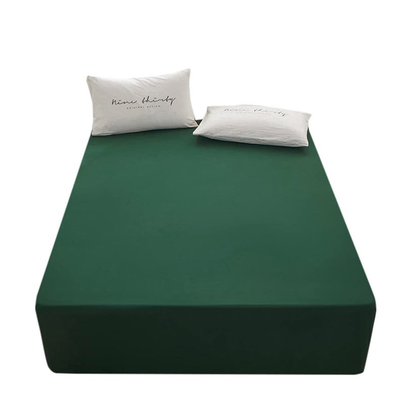 rushrushlulu Bedding TwinXL Size Fitted Sheet Only-TwinXL Size Deep Pocket Bottom Fitted Sheet Fits 15inches Bed Matress Sheet Soft and Microfiber Easy Care-Dark Green - Image 1