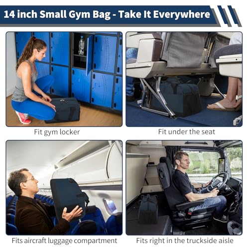 THSOGO Small Gym Bag with Wet Pocket 14 inch Mini Duffle Bag for Men Women Lightweight Carry On Bag for Travel Sport Navy Blue - Image 3