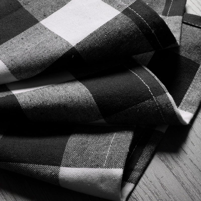 Native Fab Black Buffalo Check Cloth Napkins 16x16 Set of 4 Plaid Checkered Pattern 100 Cotton Soft Absorbent Reusable Table Napkins for Dinner Lunch Wedding Party  Black and White - Image 4