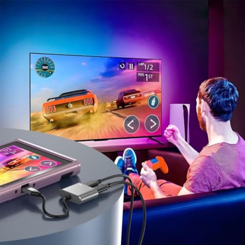 محول نظارات USB C إلى AR، محور مزدوج من النوع C مع إخراج فيديو 4K 60 هرتز وشحن PD 100 وات، متوافق مع XREAL Air 2 Pro لـ RayNeo Air 2s لـ Pro One لـ ROG - Image 3