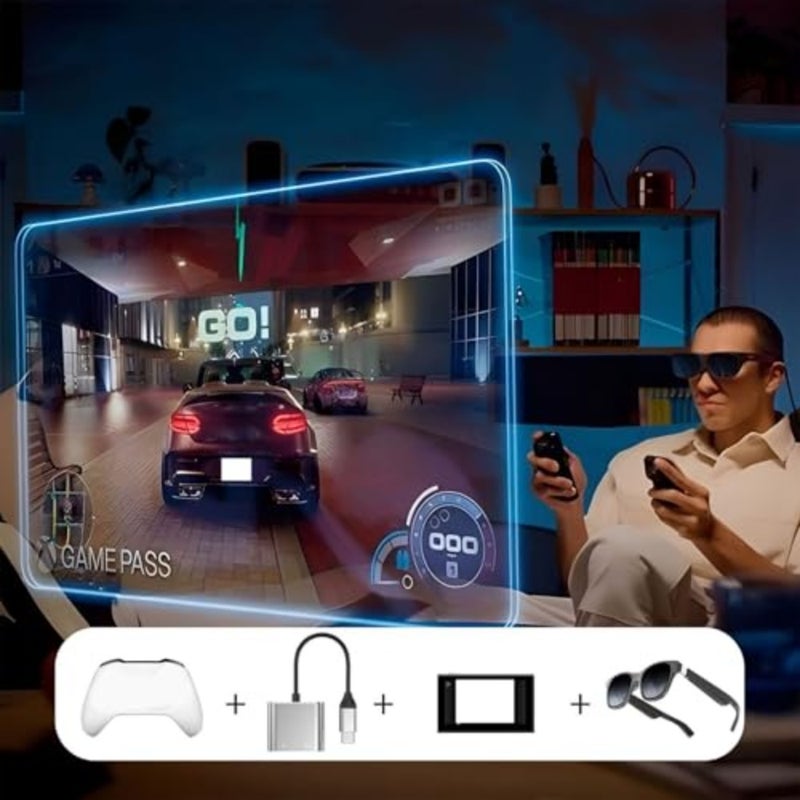محول نظارات USB C إلى AR، محور مزدوج من النوع C مع إخراج فيديو 4K 60 هرتز وشحن PD 100 وات، متوافق مع XREAL Air 2 Pro لـ RayNeo Air 2s لـ Pro One لـ ROG - Image 4