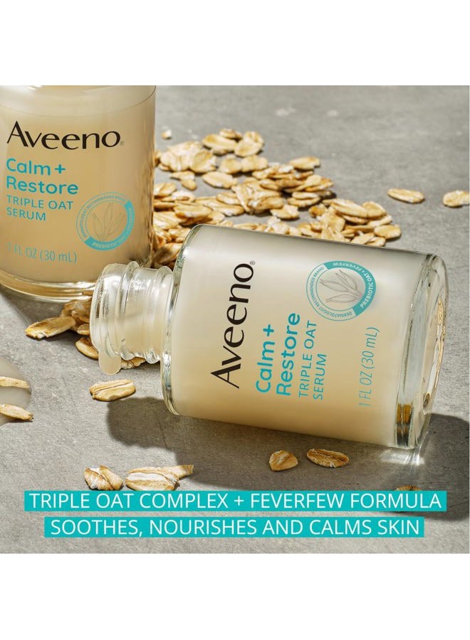 Aveeno Calm + Restore Triple Oat Hydrating Face Serum for Sensitive Skin, Gentle, Lightweight Facial Serum Instantly Smooths Skin, Fast-Absorbing, Hypoallergenic & Fragrance-Free, 1 fl. oz - Image 3