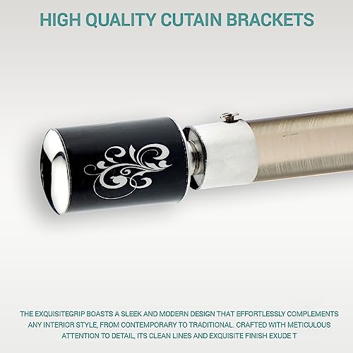 GLOXY ENTERPRISE Stainless Steel Curtain Brackets Parda Holders with Support Fittings 1 Inch Rod Pocket Finials Designer Door and Window (Black 3 Pair) - Image 4
