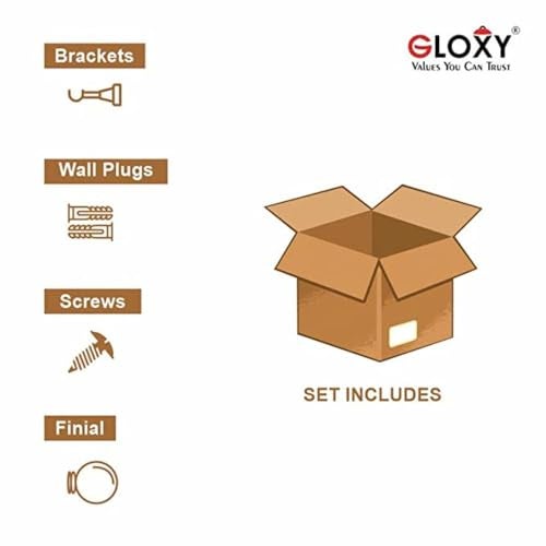 GLOXY ENTERPRISE Stainless Steel Curtain Brackets Parda Holders with Support Fittings 1 Inch Rod Pocket Finials Designer Door and Window (Black 3 Pair) - Image 5