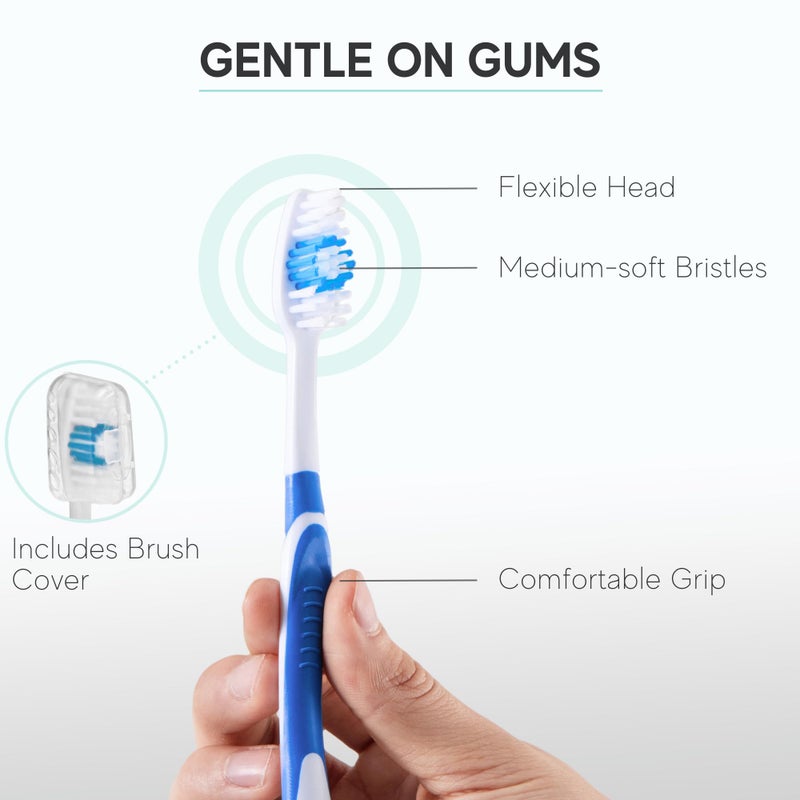 Avistar 104 Pack Bulk Toothbrushes w/Cover Caps, Individually Wrapped Disposable Travel Toothbrush, Value Size, Long Lasting 3+ Months, Med-Soft Manual Teeth Brush Bristles, 4 Colors (Red Green Blue Pink) - Image 3