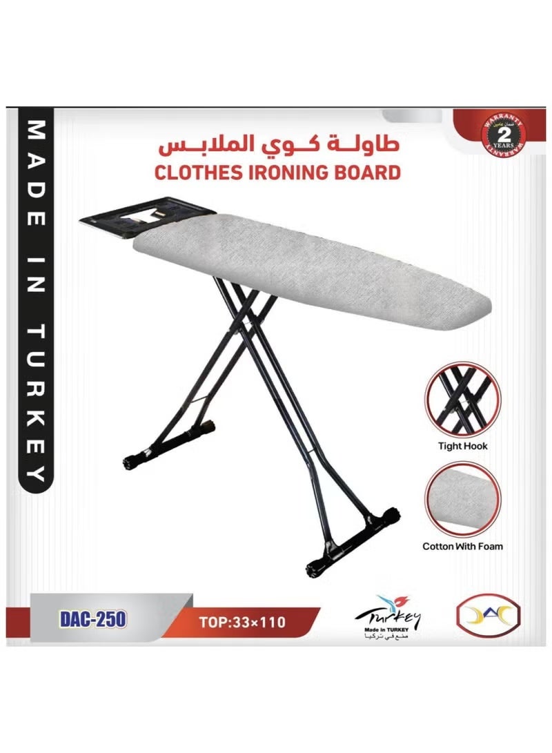 LC Turkish Ironing Board with Heat-Resistant Cover | 110 × 33 cm Sturdy Iron Board for Home Use | Adjustable Height | Stable, Foldable Design for Easy Storage - Image 3