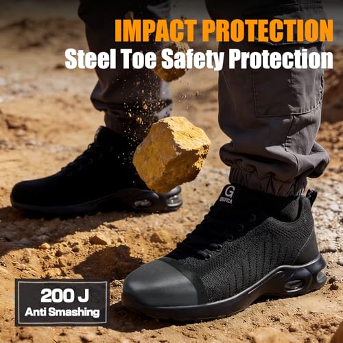 GLANOUDUN Steel Toe Protective Work Shoes for Men – Lightweight Safety Work Shoes with Kevlar Midsole, Comfortable Work Footwear for Construction & Industrial - Image 3