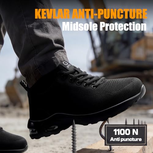 GLANOUDUN Steel Toe Protective Work Shoes for Men – Lightweight Safety Work Shoes with Kevlar Midsole, Comfortable Work Footwear for Construction & Industrial - Image 4