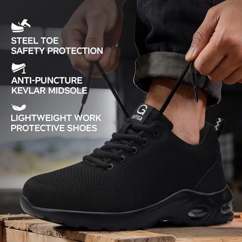 GLANOUDUN Steel Toe Protective Work Shoes for Men – Lightweight Safety Work Shoes with Kevlar Midsole, Comfortable Work Footwear for Construction & Industrial - Image 2