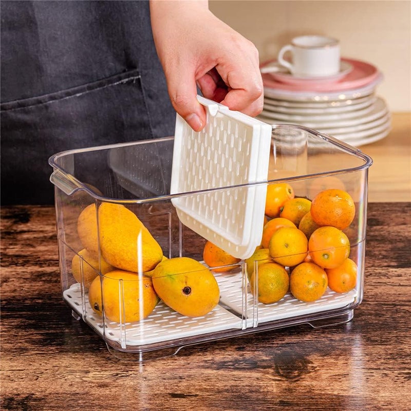SANNO Vegetable Fruit Storage Containers, Produce Saver Containers Refrigerator Storage Containers Fresh Produce Saver with Lids and Vents,Stackable Salad Lettuce Keeper for Refrigerator - Image 2