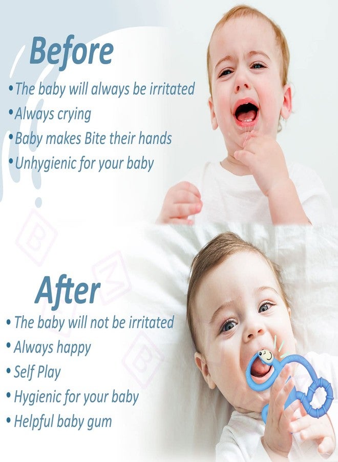 Bembika Baby Teether Toys Monkey Shape, Baby Teether Silicone, Baby Teether Keys, Baby Teether Toothbrush (Blue Color). - Image 4