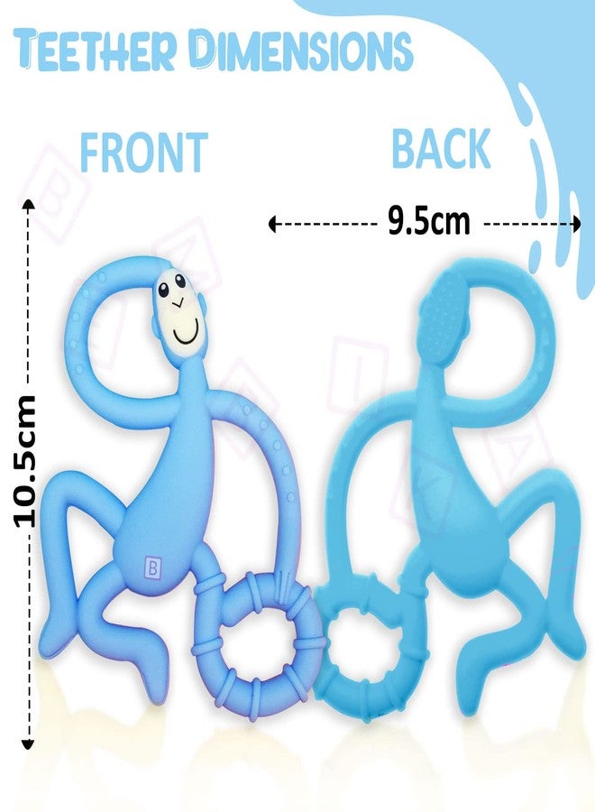 Bembika Baby Teether Toys Monkey Shape, Baby Teether Silicone, Baby Teether Keys, Baby Teether Toothbrush (Blue Color). - Image 3