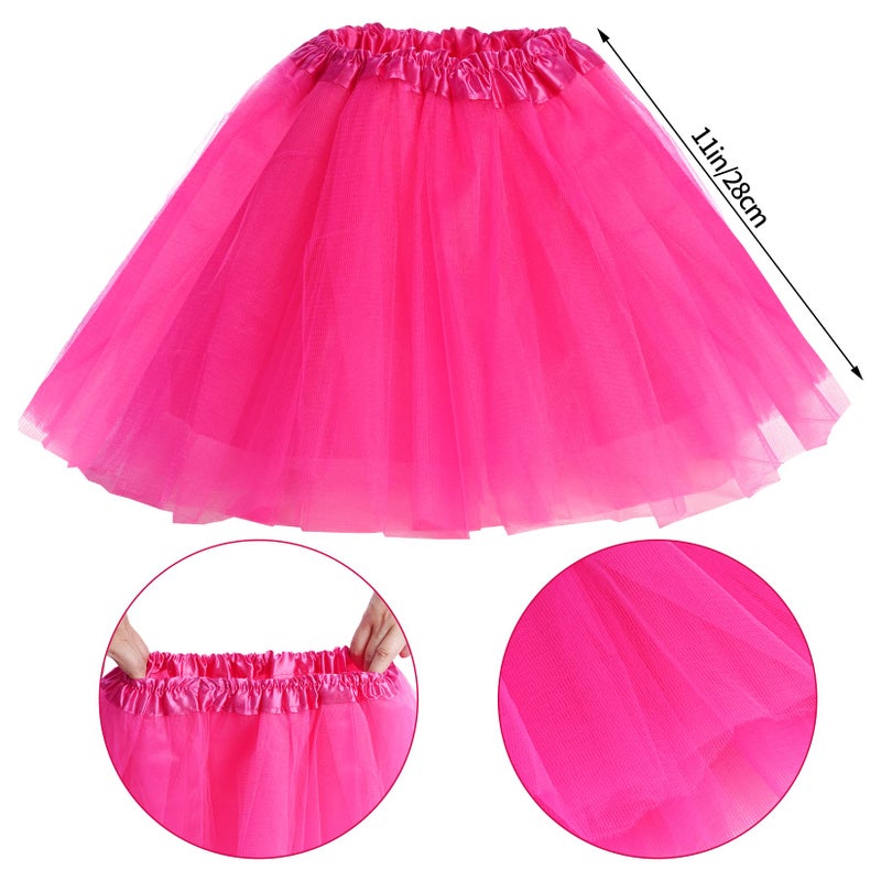 jiebor 80s Costume Accessories Outfits for Kids Girls Tutu Skirt Leg Warmers Fishnet Gloves Shutter Glass Headband Necklace Hot Pink - Image 2