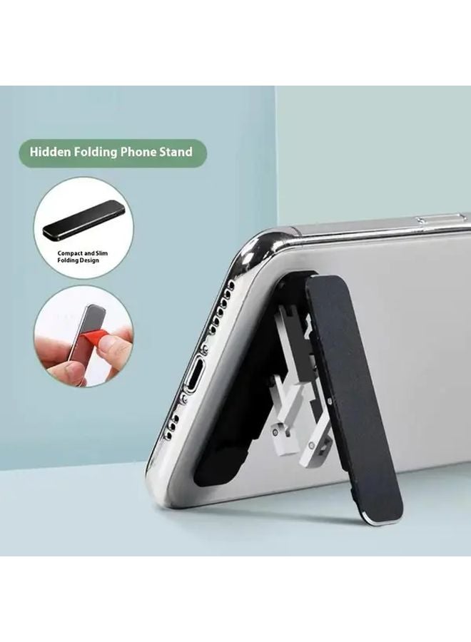 Black 3PCS Mini Foldable Adjustable Phone Stand Aluminum Alloy Desktop Mount Holder - Image 5