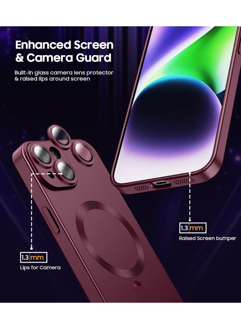 Magnetic Case for iPhone 15 with Camera Lens Protector,Compatible with Magsafe,Full Protection Slim Smooth Anti-Scratch Soft TPU Bumper Phone Case for iPhone 15 wine red - Image 3