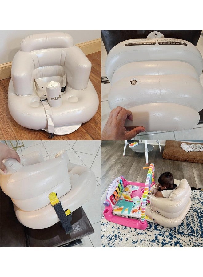 MINK Inflatable Baby Seat with Built-in Pump - Floor Seat for Infants 3 Months & Up, Blow Up Baby Chair,Ideal for Sitting Up and Learning to Play (Khaki) - Image 3