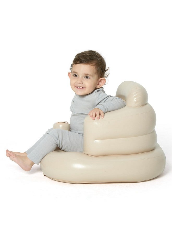 MINK Inflatable Baby Seat with Built-in Pump - Floor Seat for Infants 3 Months & Up, Blow Up Baby Chair,Ideal for Sitting Up and Learning to Play (Khaki) - Image 2