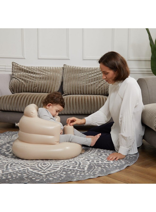 MINK Inflatable Baby Seat with Built-in Pump - Floor Seat for Infants 3 Months & Up, Blow Up Baby Chair,Ideal for Sitting Up and Learning to Play (Khaki) - Image 4
