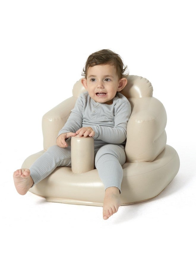 MINK Inflatable Baby Seat with Built-in Pump - Floor Seat for Infants 3 Months & Up, Blow Up Baby Chair,Ideal for Sitting Up and Learning to Play (Khaki) - Image 1