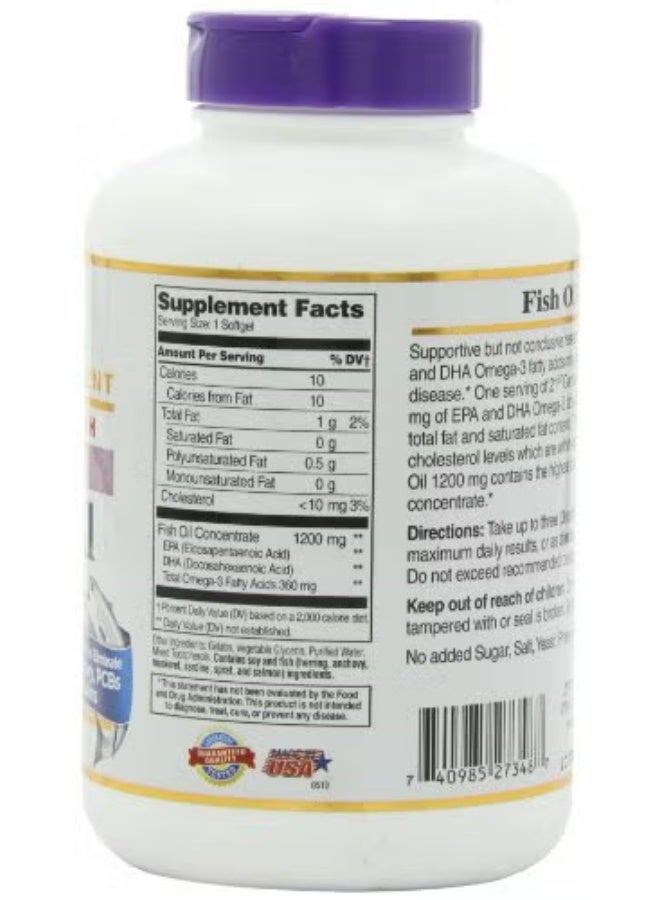 21st Century Omega-3 fish oil dietary supplement, 1200 mg - 140 softgels - Image 2