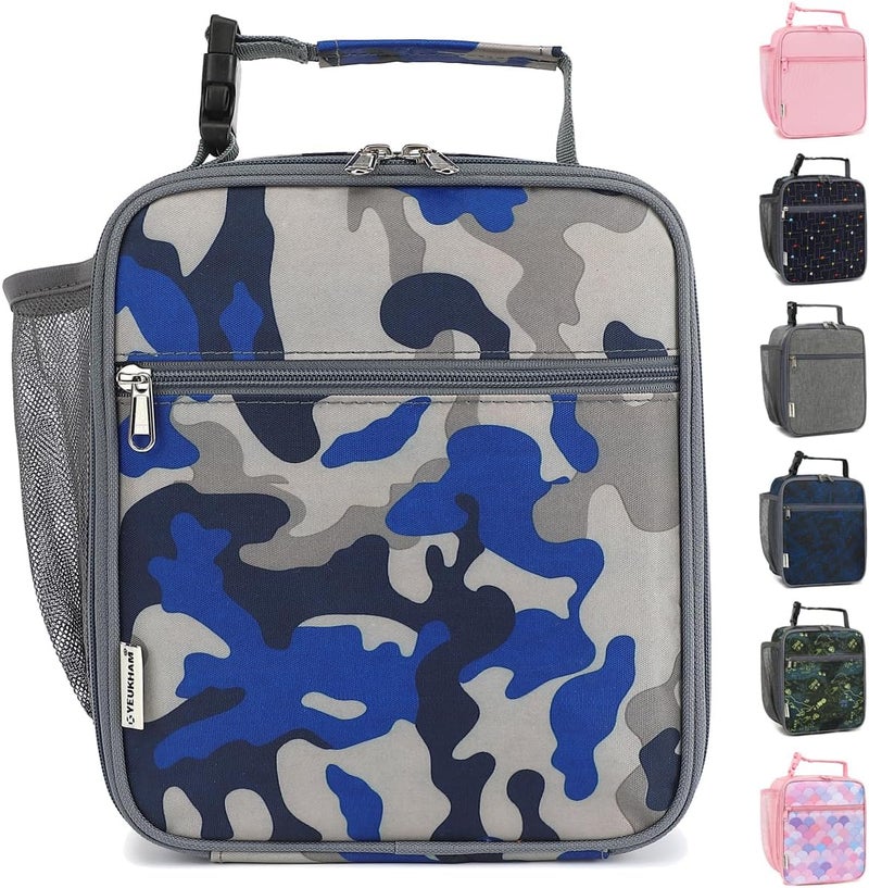 GYEUKHAM Lunch Box for Kids Boys Girls Men Women, Insulated Small Soft Cooler Lunch Bag Kit for School Work Picnic Travel - Reusable Portable lunchbox,Blue Camouflage - Image 1