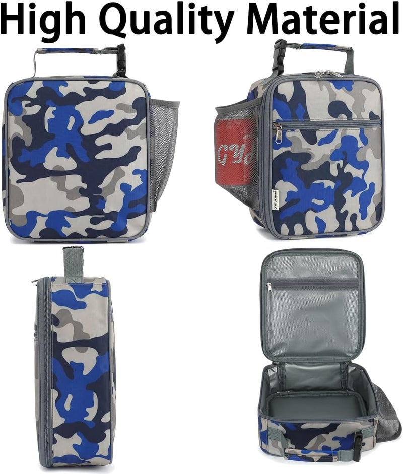 GYEUKHAM Lunch Box for Kids Boys Girls Men Women, Insulated Small Soft Cooler Lunch Bag Kit for School Work Picnic Travel - Reusable Portable lunchbox,Blue Camouflage - Image 5