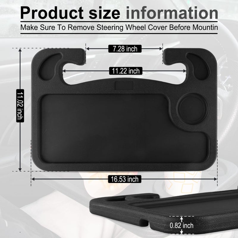 JUSTTOP Car Steering Wheel Desk, Multifunctional Portable Car Laptop Computer Rack and Food Steering Wheel, Fits for Most Vehicles(Black) - Image 2