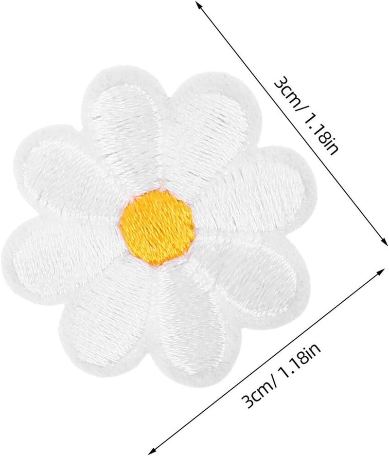 50pcs White Embroidered Daisy Applique Patches Small Floral Sew-on Cloth Embroidery for Clothes Backpacks Hats Jeans Craft Repair - Image 2