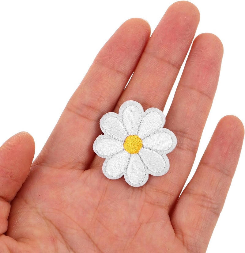50pcs White Embroidered Daisy Applique Patches Small Floral Sew-on Cloth Embroidery for Clothes Backpacks Hats Jeans Craft Repair - Image 4