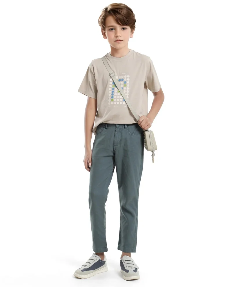 Rare Ones Rare Ones Kids Colos-K Light Beige Cotton Printed Slip-On Regular Fit T-Shirt