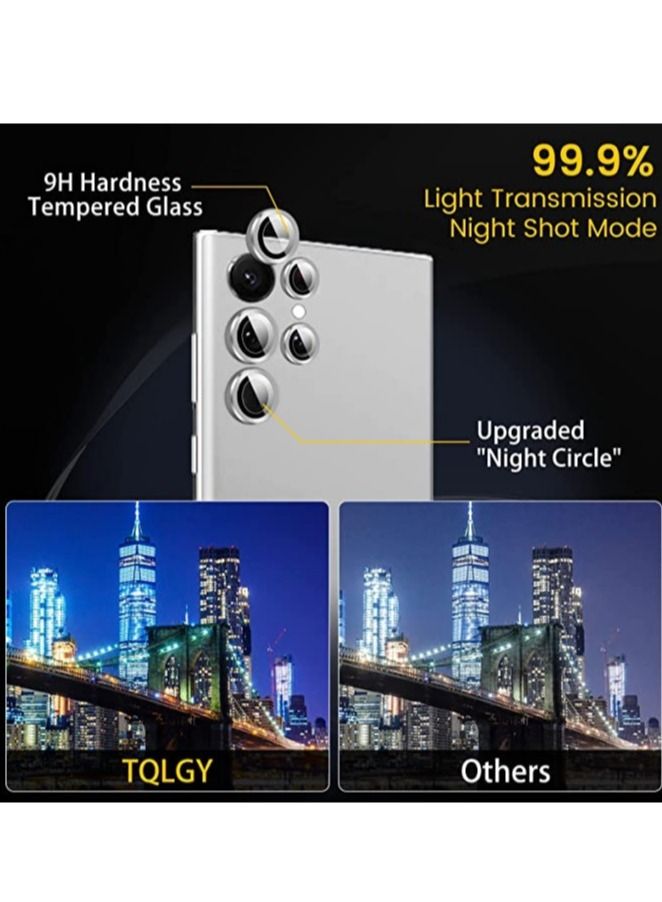 Samsung Galaxy S23 Ultra Camera Lens Protector, 9H Tempered Glass Camera Cover Screen Protector Metal Individual Ring for S23 Ultra Accessories with Installation Tray - Image 5