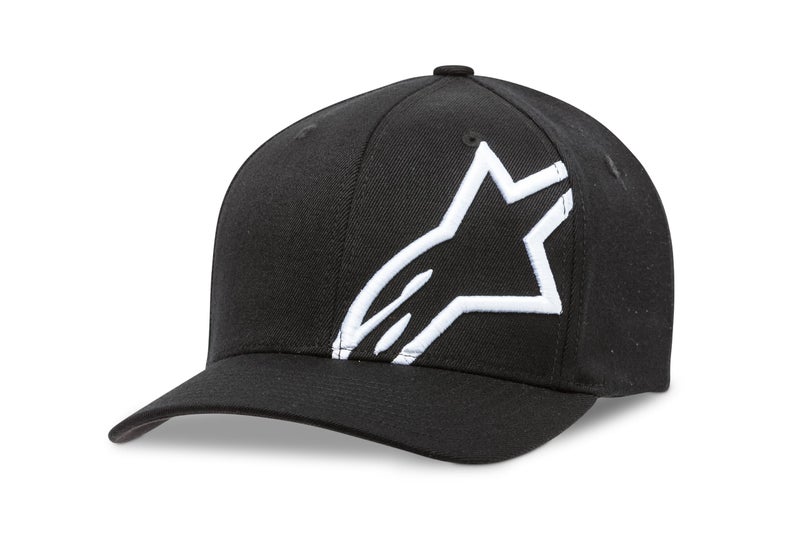 ALPINESTARS Men's Curved Bill Structured Crown Flex Back 3D Embroidered Logo Flexfit Hat, Corp Shift 2 Black/White, S/M - Image 4