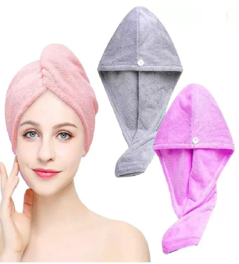 Outlay Home Hair Towel Wrap Absorbent Towel Hair-Drying Bathrobe Magic Hair Warp Towel Turban Super Quick-Drying Microfiber Bathing Cap for Girls and Women (Multicolor) - 1 Piece - Image 5