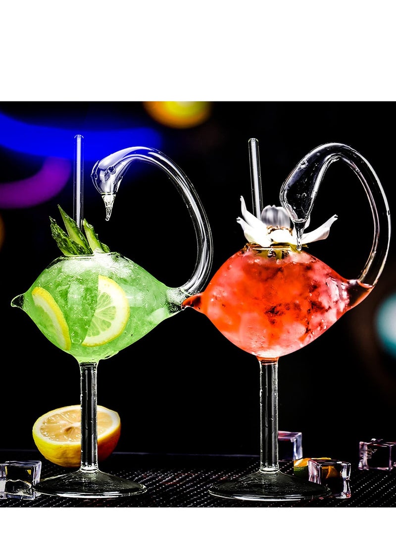SYOSI 1 Set Cocktail Wine Glass 6oz/175ml Unique Champagne Coupe Glass Swan Shape Martini Goblet Cups  - Image 3