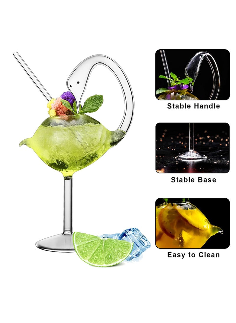 SYOSI 1 Set Cocktail Wine Glass 6oz/175ml Unique Champagne Coupe Glass Swan Shape Martini Goblet Cups  - Image 5
