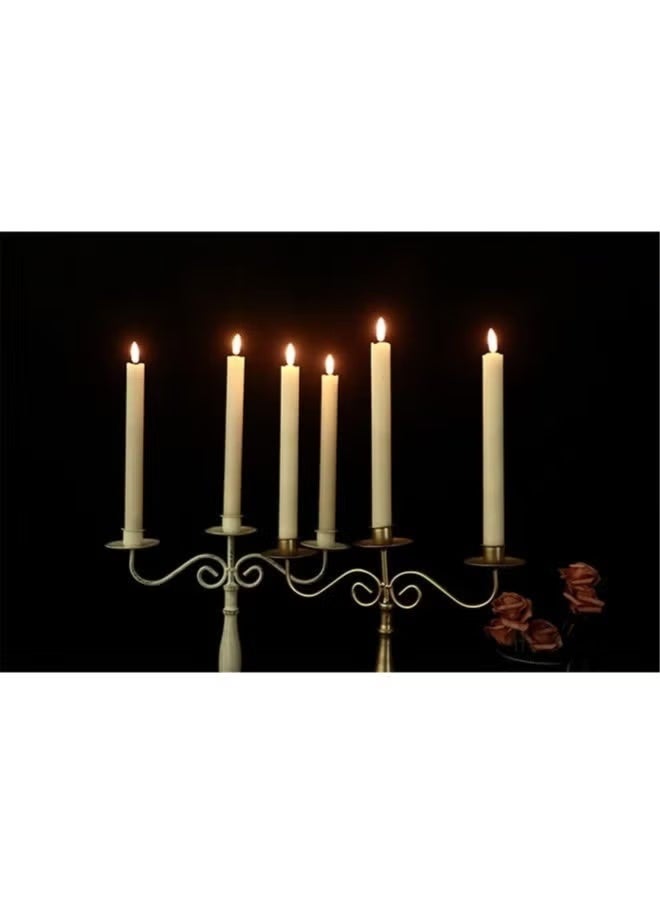Flameless Taper LED Candles Light With Remote Control Battery Operated Led Warm 3D Wick Light Window Candles (Pack of 6) - Image 2