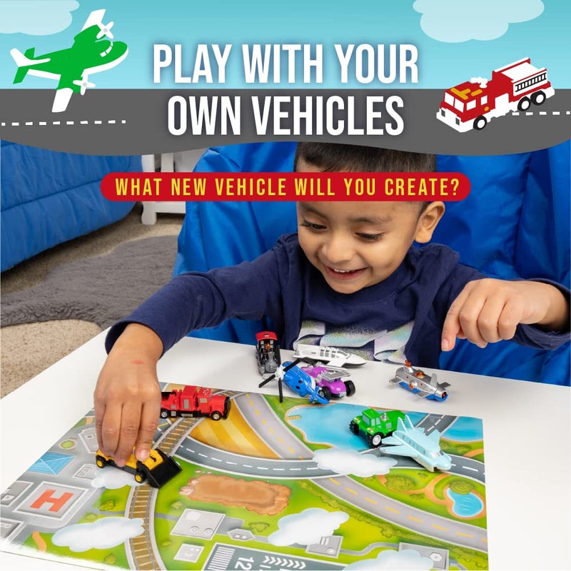 Popular Playthings Micro Mix or Match Vehicles Deluxe Set of 9 Toy Cars Planes and More - Image 5