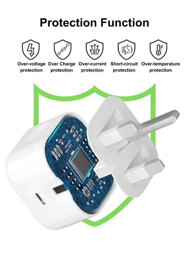 Iphone Charger Original T-C 35w Foldable Fast Charger For Iphone 16, Iphone15 Pro Max Charger With Usb C Port 35 Watt With 1m Iphone Fast Charging Cord Type C To C For Iphone 16 / 15 Pro Max/15 Pro/15 Plus/15,Huawei, Samsung S24 And All Usb C Mobiles / Tabs - White - Image 3
