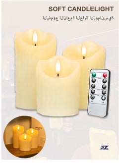 ELTRAZONE 3 Piece LED Flameless Candles, LED Pillar Candles for Romantic Ambiance, Battery Operated with Remote Control & Timer, Perfect for Wedding, Festival, Party, and Home Decor (Pack of 3), Classic Ivory  - Image 1