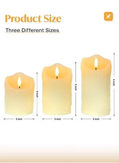 ELTRAZONE 3 Piece LED Flameless Candles, LED Pillar Candles for Romantic Ambiance, Battery Operated with Remote Control & Timer, Perfect for Wedding, Festival, Party, and Home Decor (Pack of 3), Classic Ivory  - Image 5