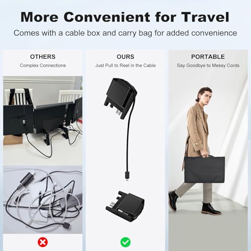 DEPGI 14" Laptop Screen Extender Built-in Cooler, 1200P FHD One Cable Connect Portable Triple Monitor, Dual Screen Monitor Fits 13"-17.3" Laptop with Stand for MacOS/Windows - Image 3
